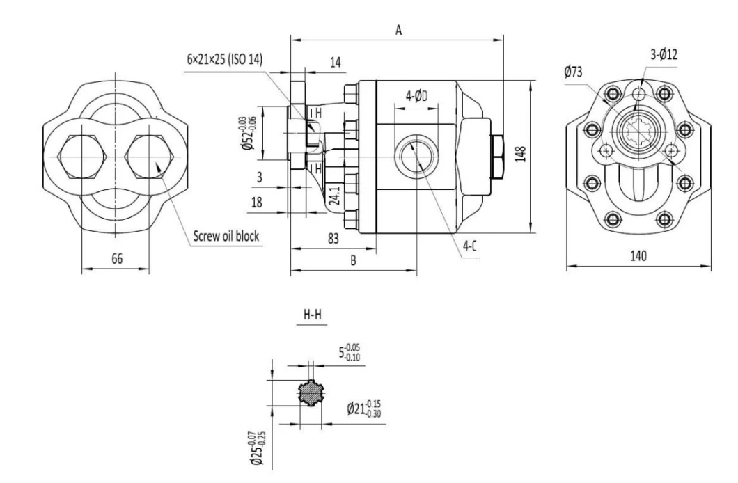 Reversible Bidirection 3 Hole Uni Italian Standard Inner Shaft Dumper Truck Gear Pump